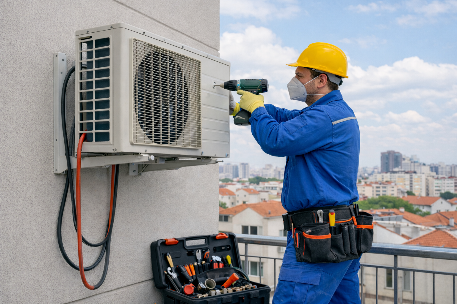 Instalação profissional de unidade externa de ar-condicionado